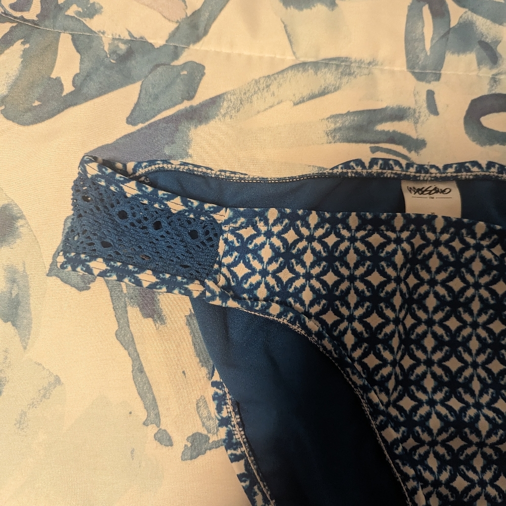 XL Blue and White Halter Top Bathing Suit - Picture 9 of 16